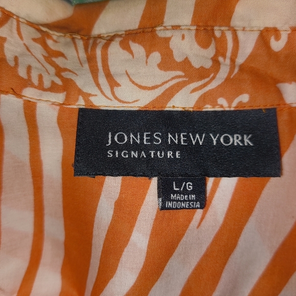 Jones New York Vibrant Orange and Cream Striped Blouse 101 - Picture 4 of 4